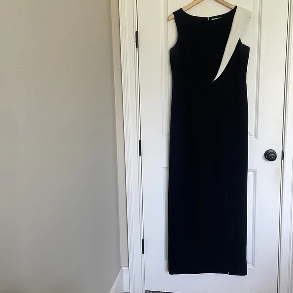 Teri Jon Rickie Freeman Asymmetrical One Shoulder Formal Dress Black/White 10 Teri Jon Rickie Freeman Asymmetrical One Shoulder Formal Dress Black/White 10
